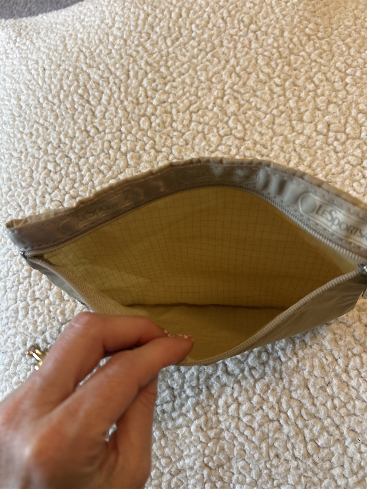 Lesportsac Zippered Pouch Tan 7×8.75