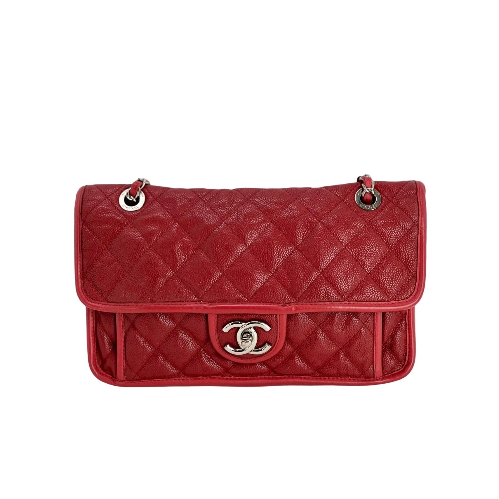 Chanel Caviar Quilted Medium French Riviera Red Flap Shoulder Bag Ebay Live
