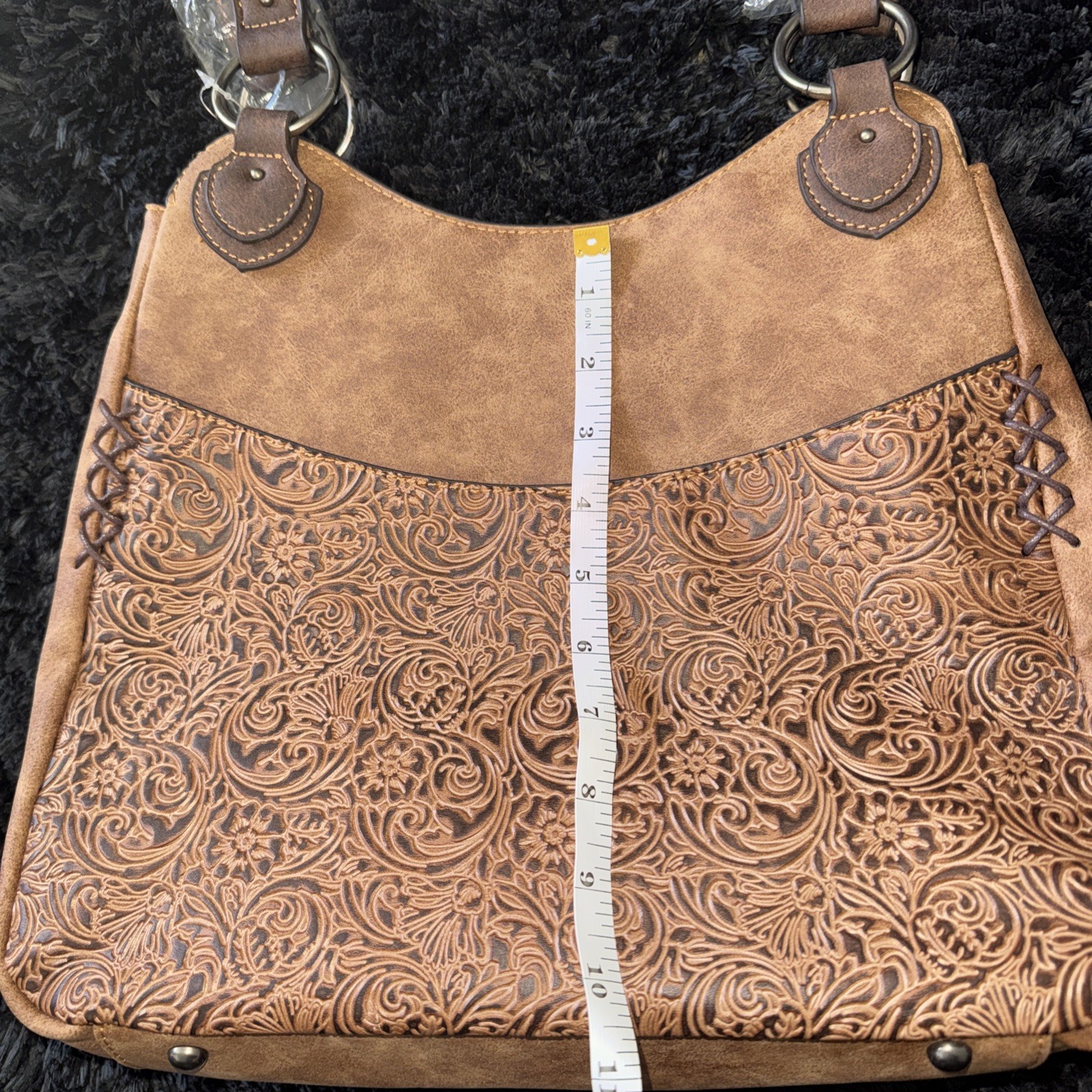 NWT! Justin Western tooled Floral Concealed Carry Handbag W/ Wallet & Gunmetal