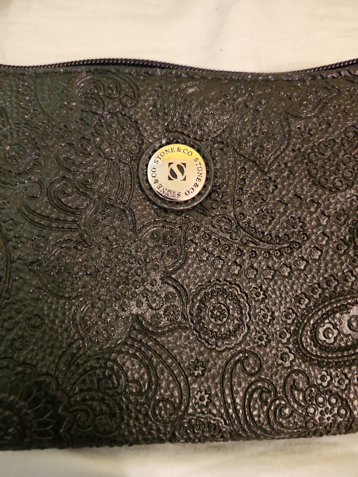 Black Paisley Handbag Purse Mid Size with Removable Shoulder and Hand Strap