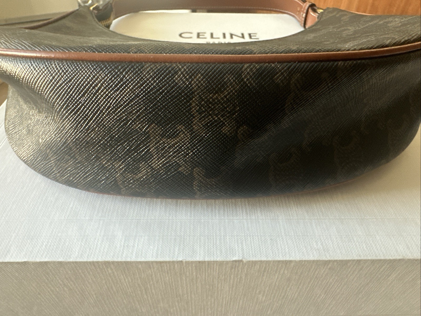 Celine Ava Monogram Triomphe Calfskin Leather Canvas Bag