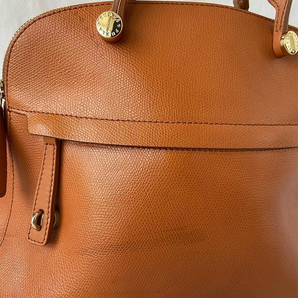 Furla Brown Leather Piper Dome Satchel