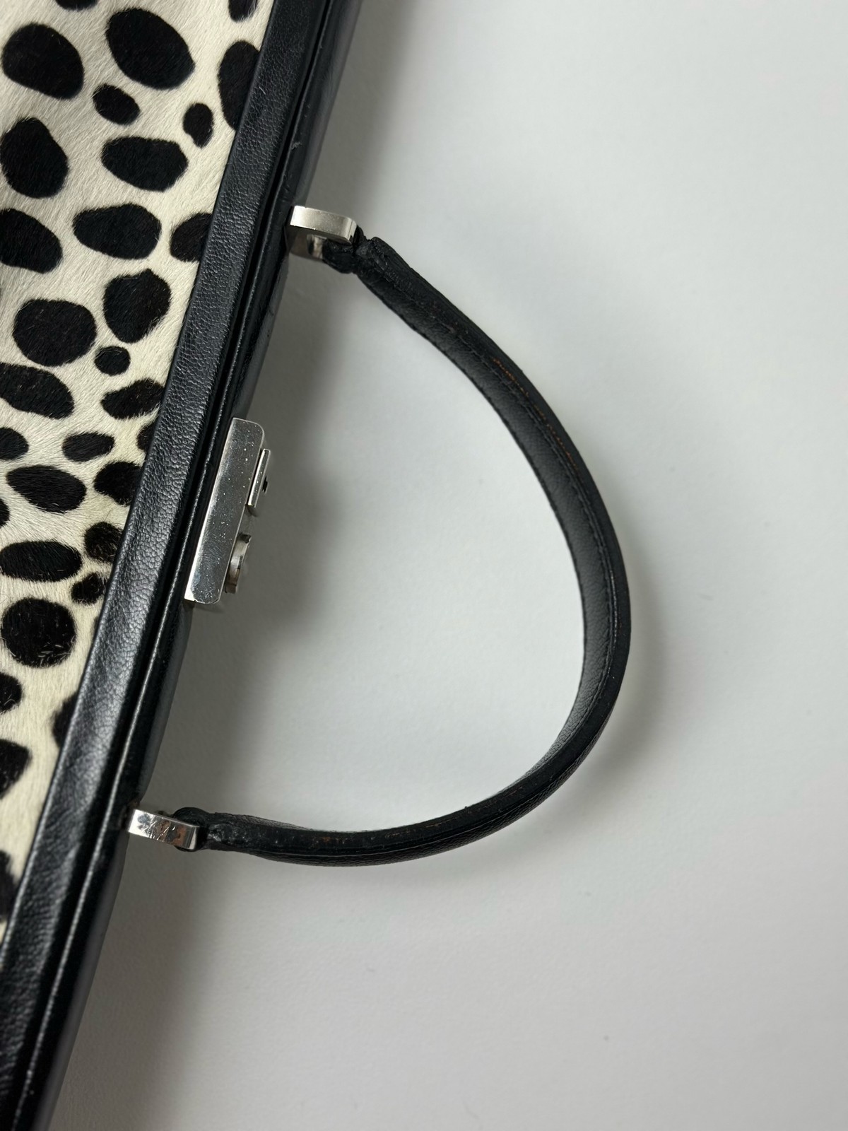 Authentic Celine Mohair Top Handle Bag Cream/Black Silver-Tone eBay AG