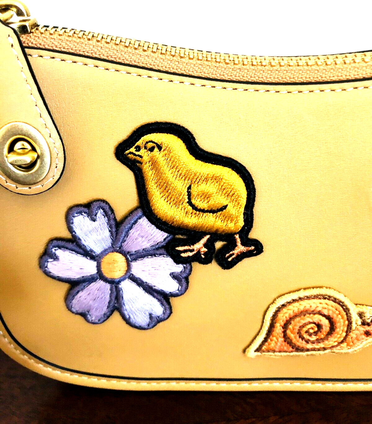 COACH SWINGER 20 Creature Patches Shoulder Handbag Bag Purse Tan Chick Elephant