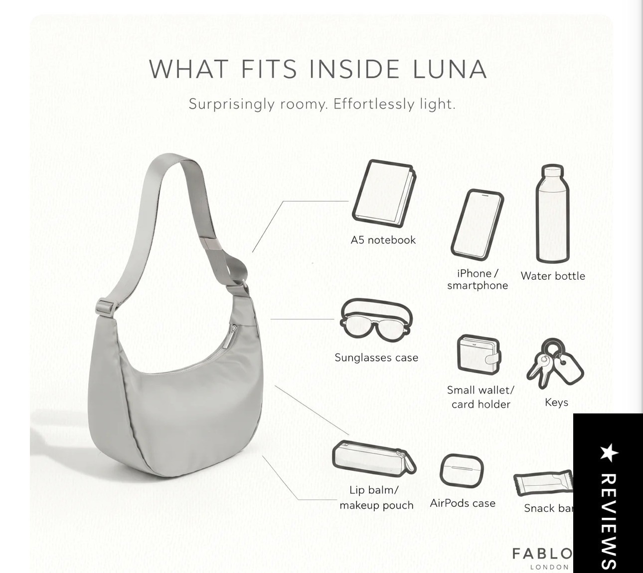 Fablou London Everyday Comfort Bag LUNA Steel Gray