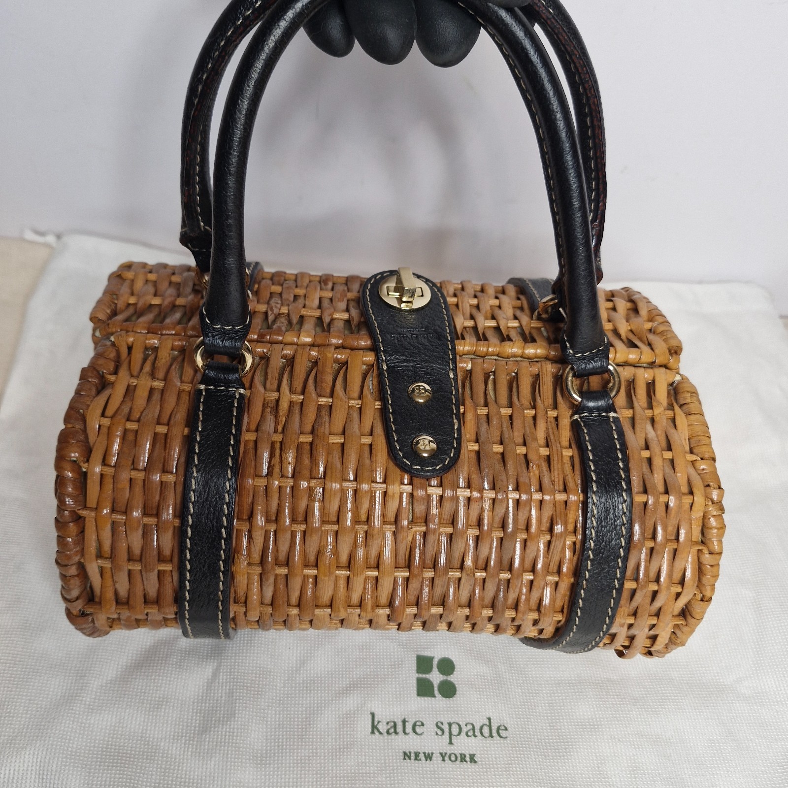 Kate Spade New York Woven Monaco Roll Bag Cute Good Condition Latch Close