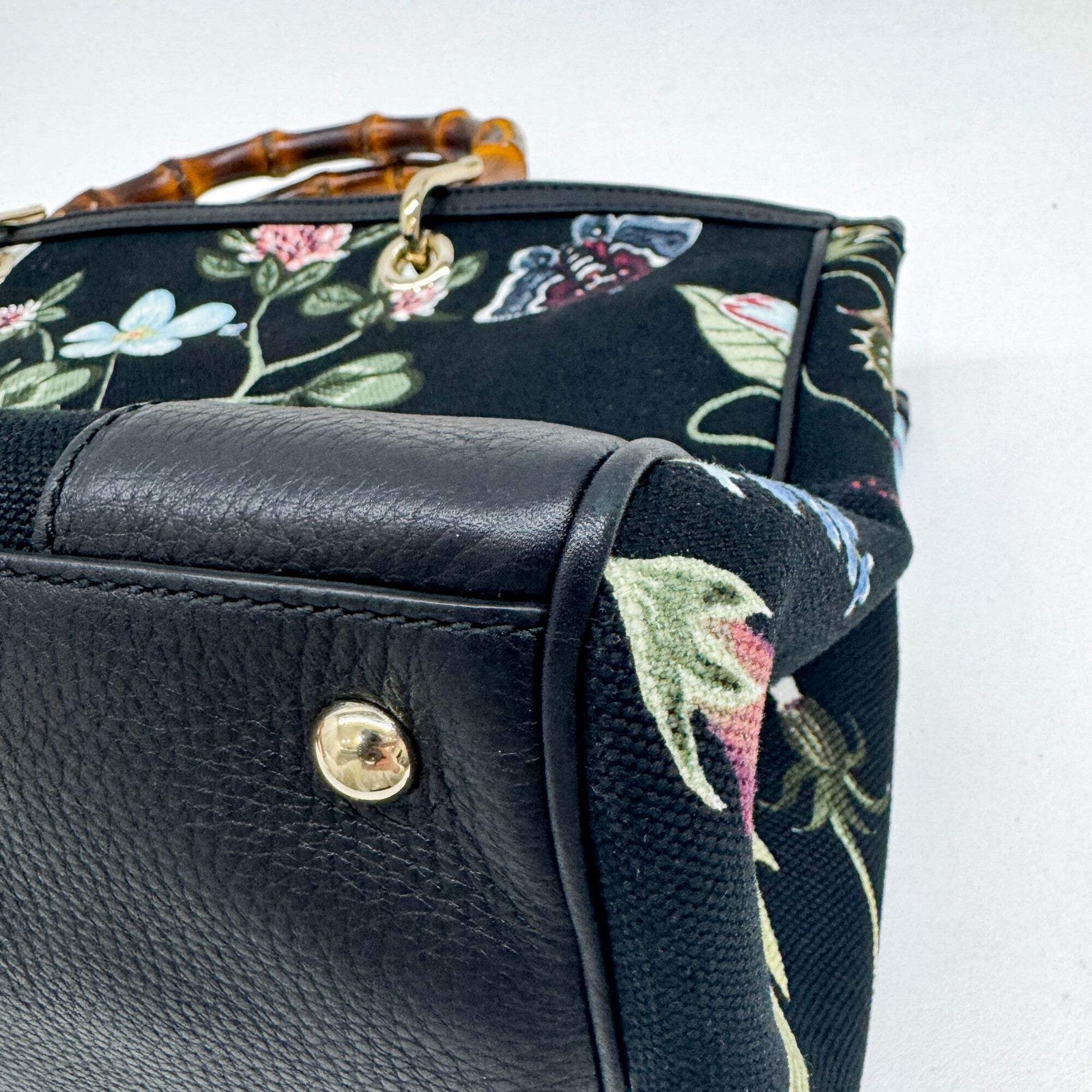 GUCCI Bamboo Shopper Multicolor Floral Canvas Handle Bag