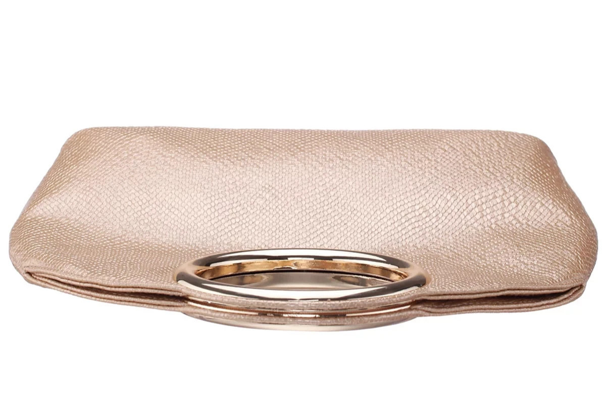 Nina Metal Handles Embossed Snake Crossbody Hobo Bag Matte Gold