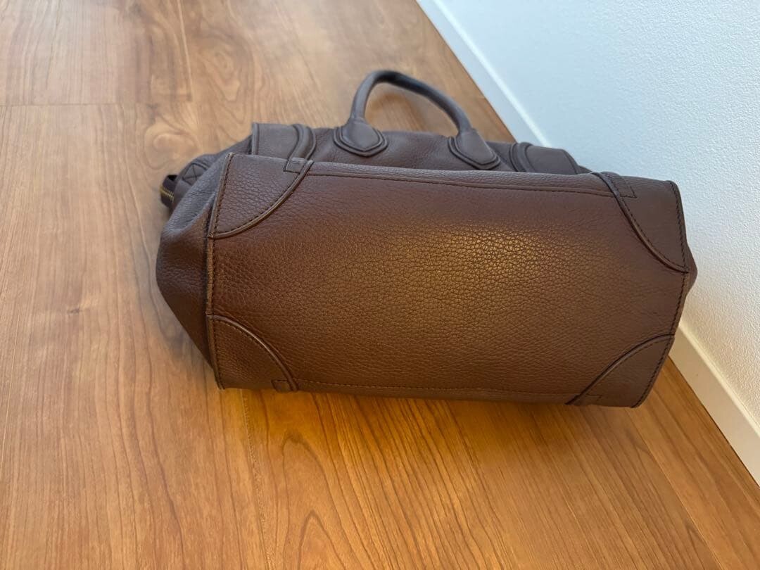CELINE Luggage Mini Drummed Calfskin Leather Vintage Tote Authentic From Japan