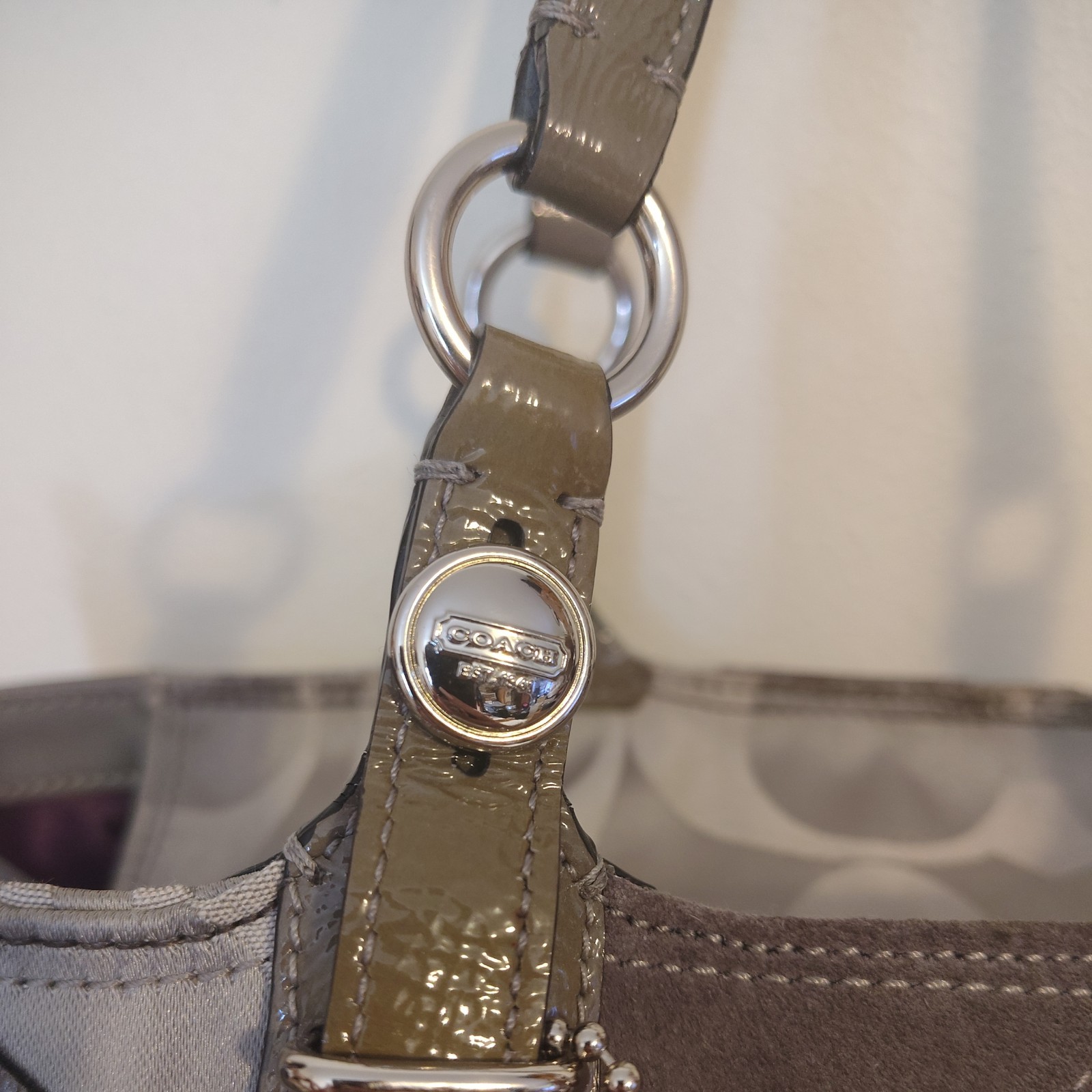 Vintage Coach Ocelot Gray Patchwork Tote Bag 2010 Y2K