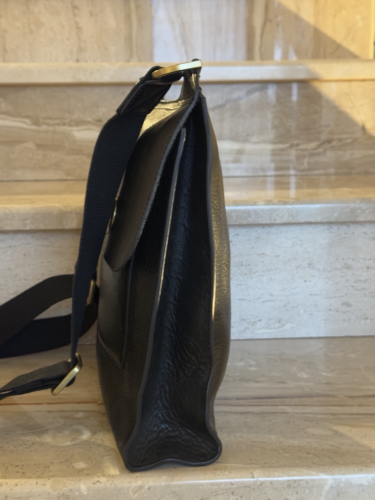 Mulberry Small Antony Leather Messenger Crossbody Bag Black Small Grain leather