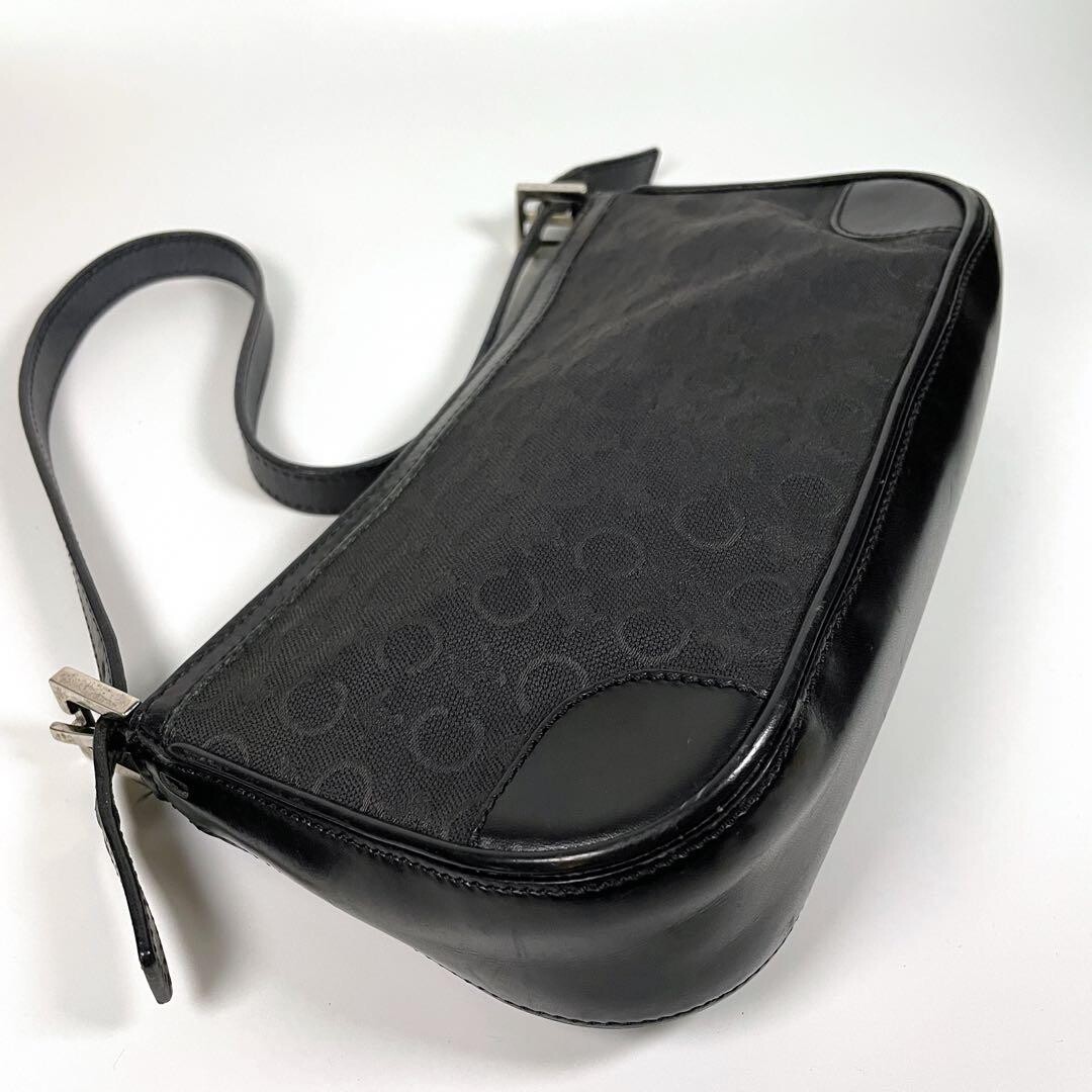 CELINE Shoulder Bag Pouch Pochette C Macadam Leather Vintage Auth From Japan