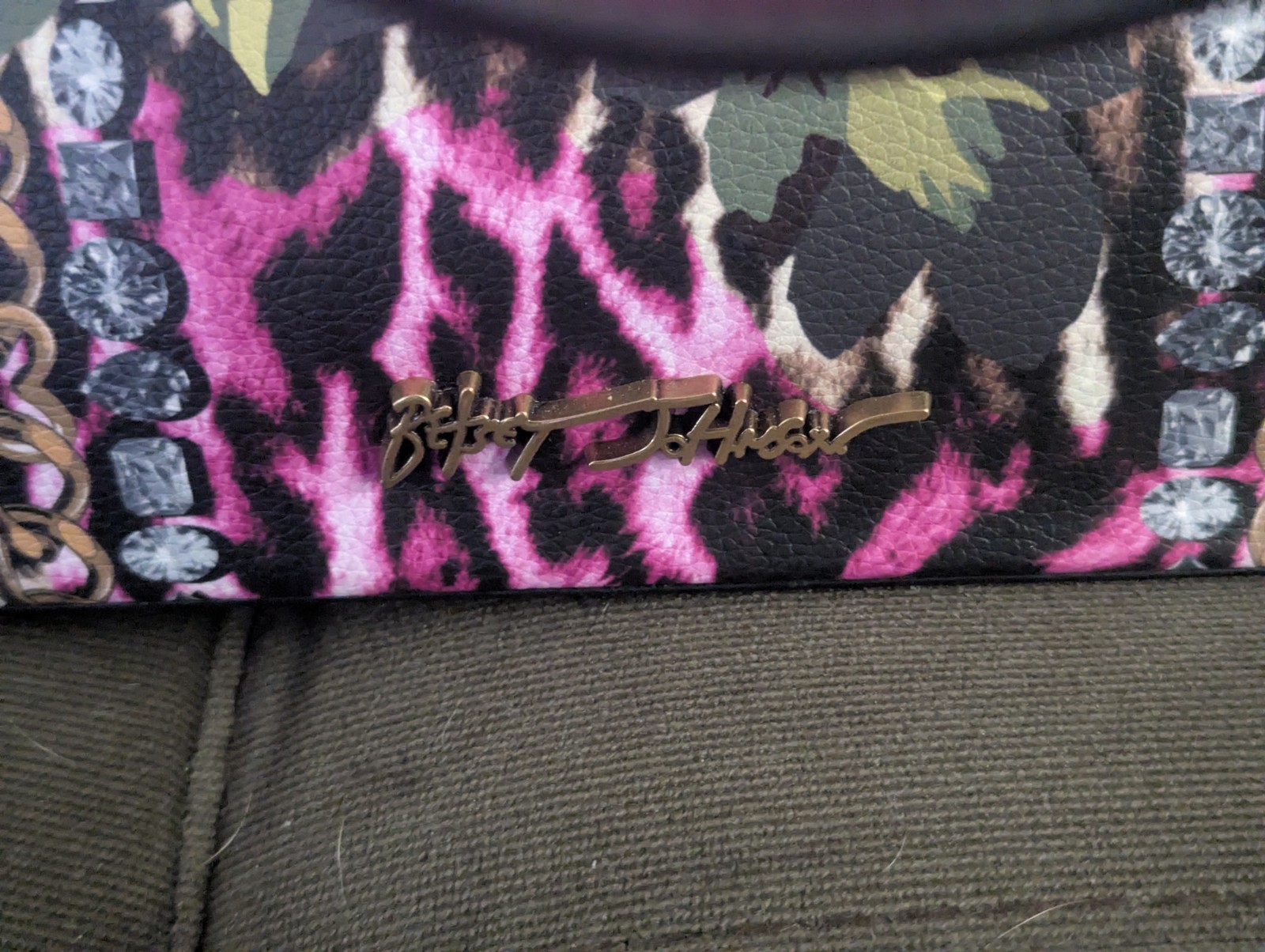 New-Betsey Johnson Leopard Rose Tote Bag Zip & Magnetic Close, Lined, Pockets