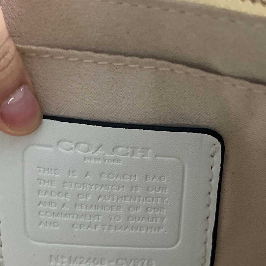 Coach White Signature Logo Small Shoulder Bag Zip Top w/ Detachable Strap