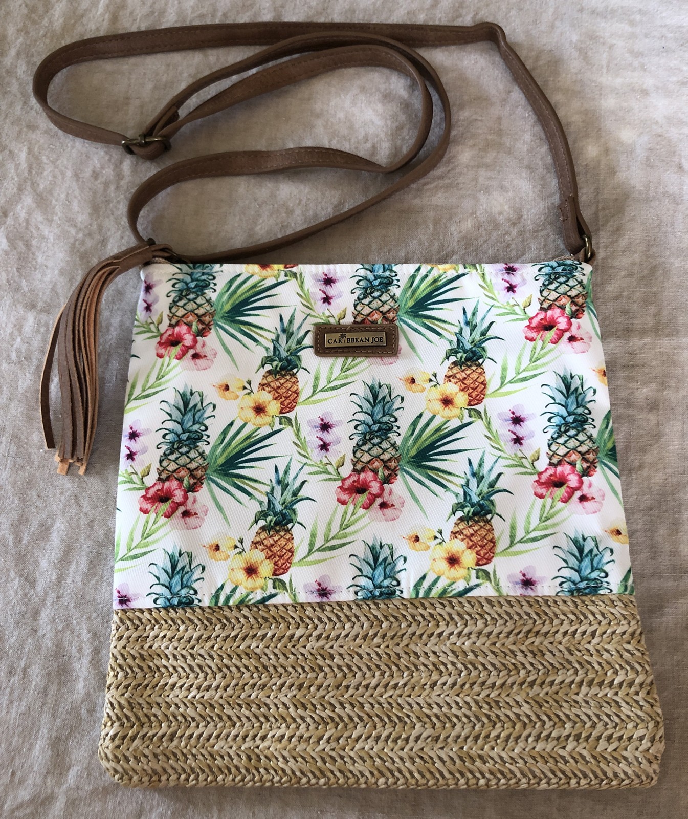 Caribbean Joe Purse Pineapple Tropical Colorful Crossbody Long Adjustable Strap