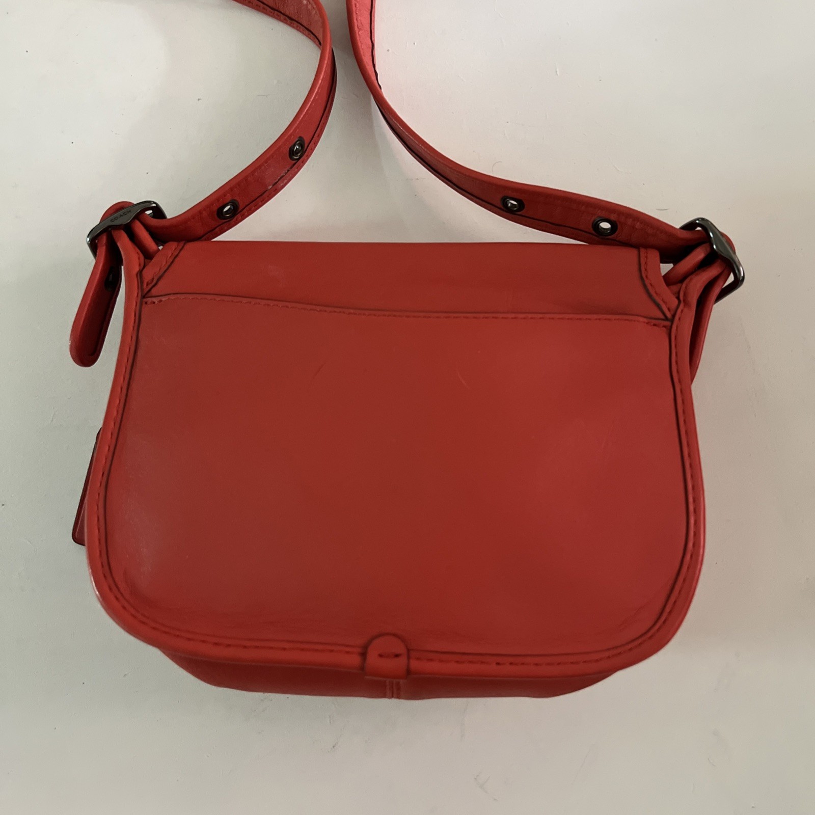 COACH Saddle 18 Re-Edition Crossbody Bag 57731 Orange Soft Leather Adjustable