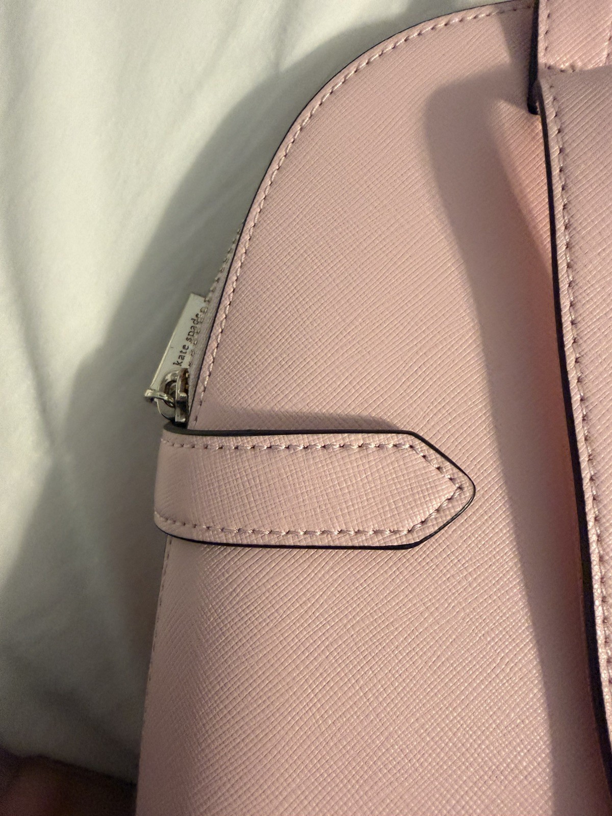 Kate Spade Beautiful Staci Saffiano Leather Dome Backpack Chalk Pink 12x11x4 “