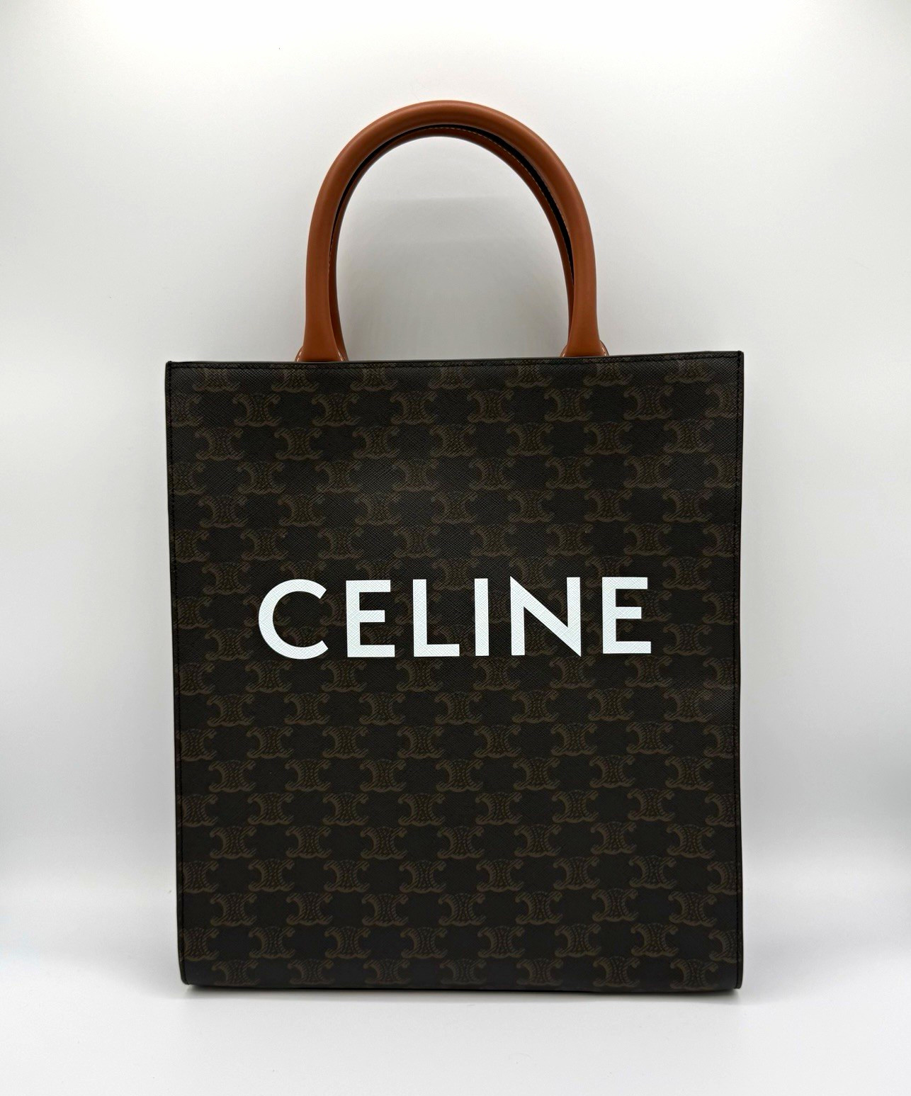 CELINE Small Cabas Vertical Tote Monogram Brown/Tan/Detachable Strap (BRAND NEW)