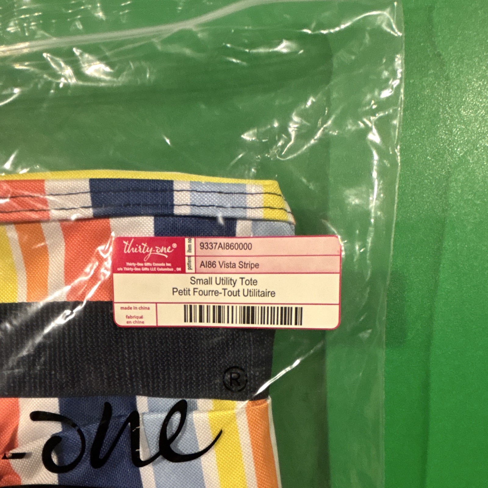 Thirty-One Small Utility Tote Vista Stripe Multicolor Striped Zip Crossbody