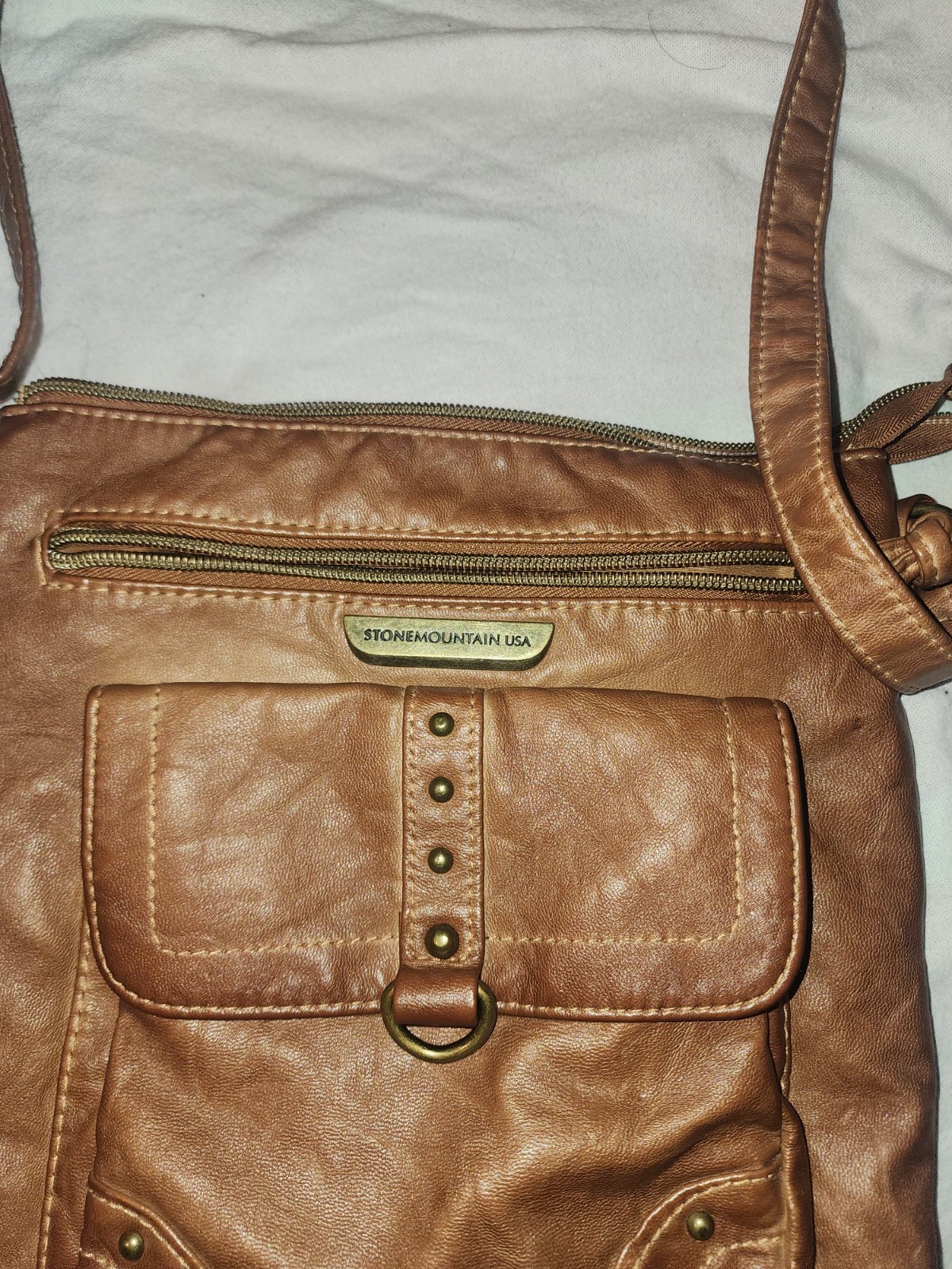 STONE & CO STONE MOUNTAIN STUDDED CROSSBODY SHOULDER BAG In Brown NWOT ~