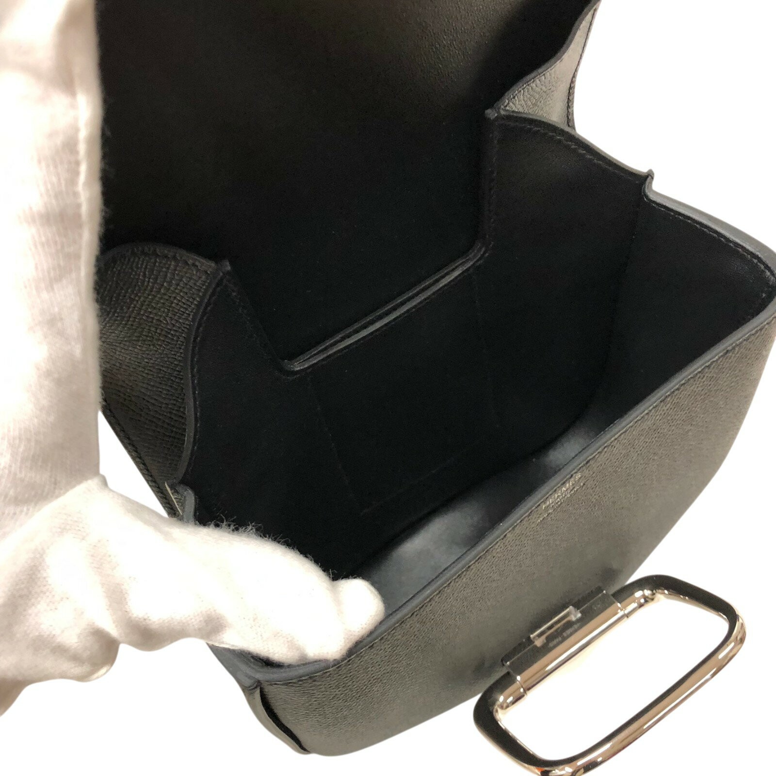 Hermes Della Cavalleria Mini Shoulder Bag Leather Noir Black Silver Hardware 99