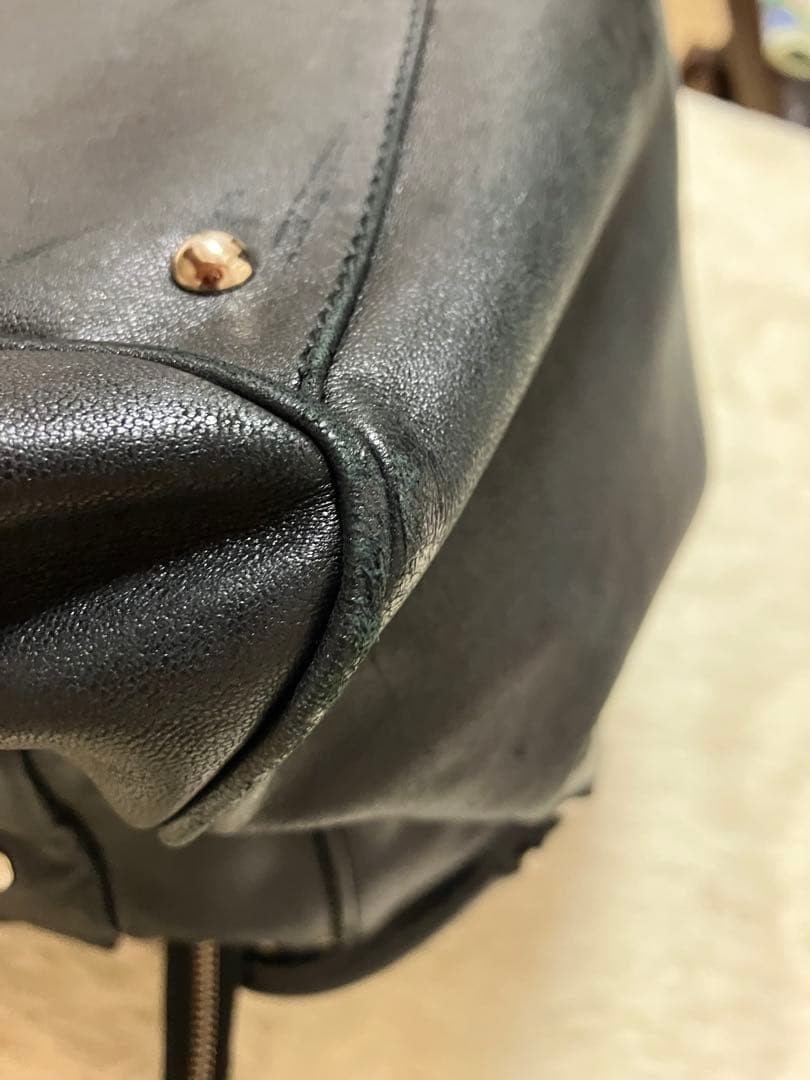 Salvatore Ferragamo Black Leather Handbag Medium Size Tote Bag w42cm
