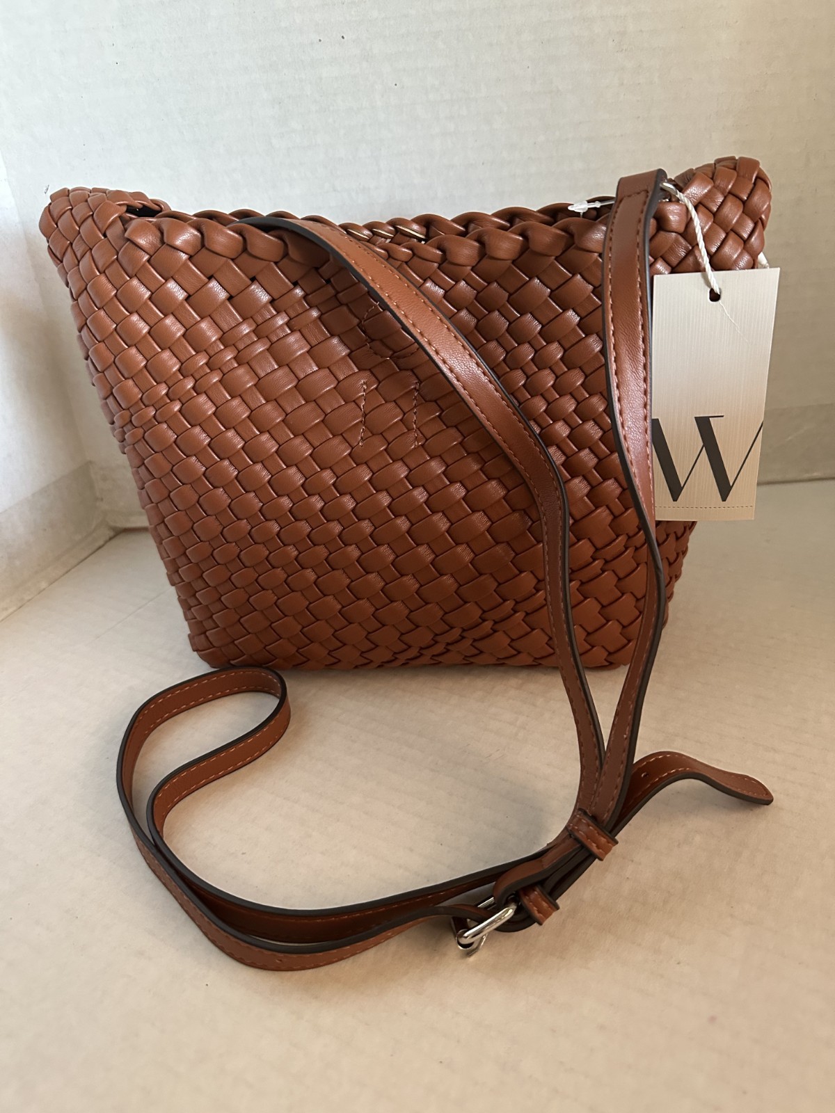 WORTHINGTON Woven Brown Faux Leather Hobo Bag Purse with Crossbody Strap – NWT