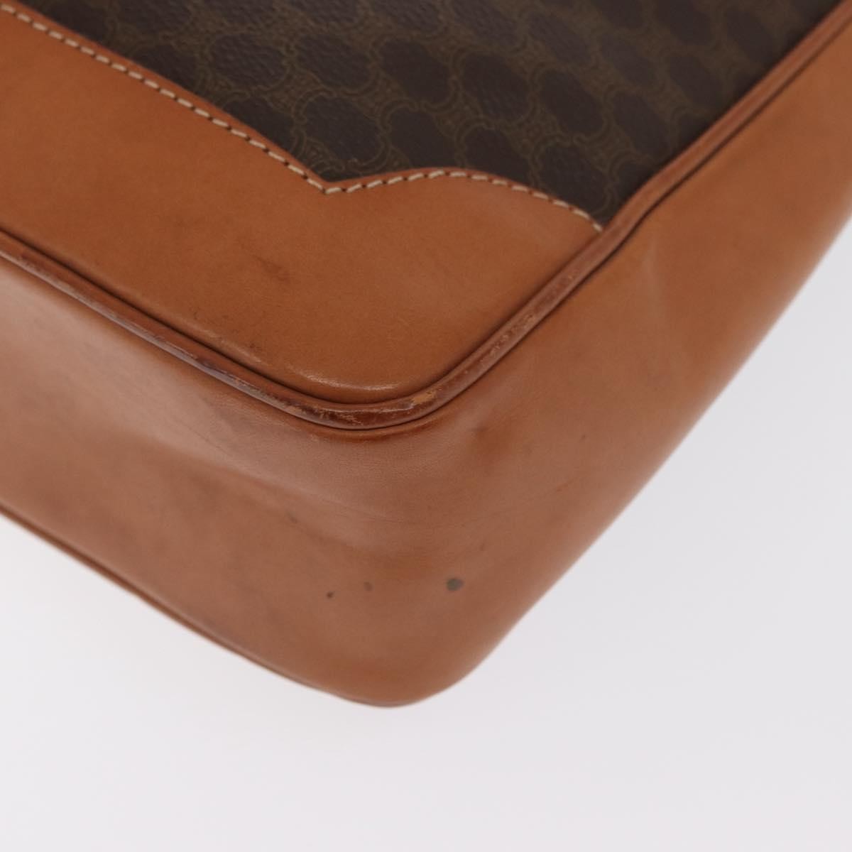 CELINE Macadam Canvas Shoulder Bag PVC Leather Brown Gold Auth ep13120