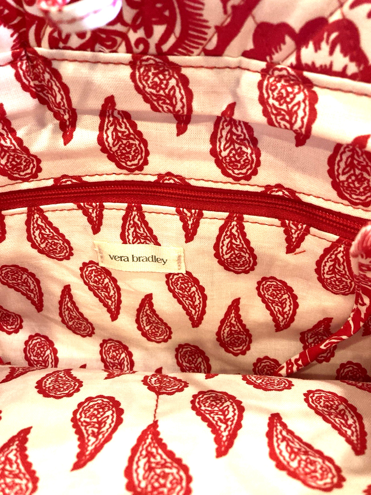 Vera Bradley Original Zip Tote Bag In Quilted Cotton Paisley Key in Red $80