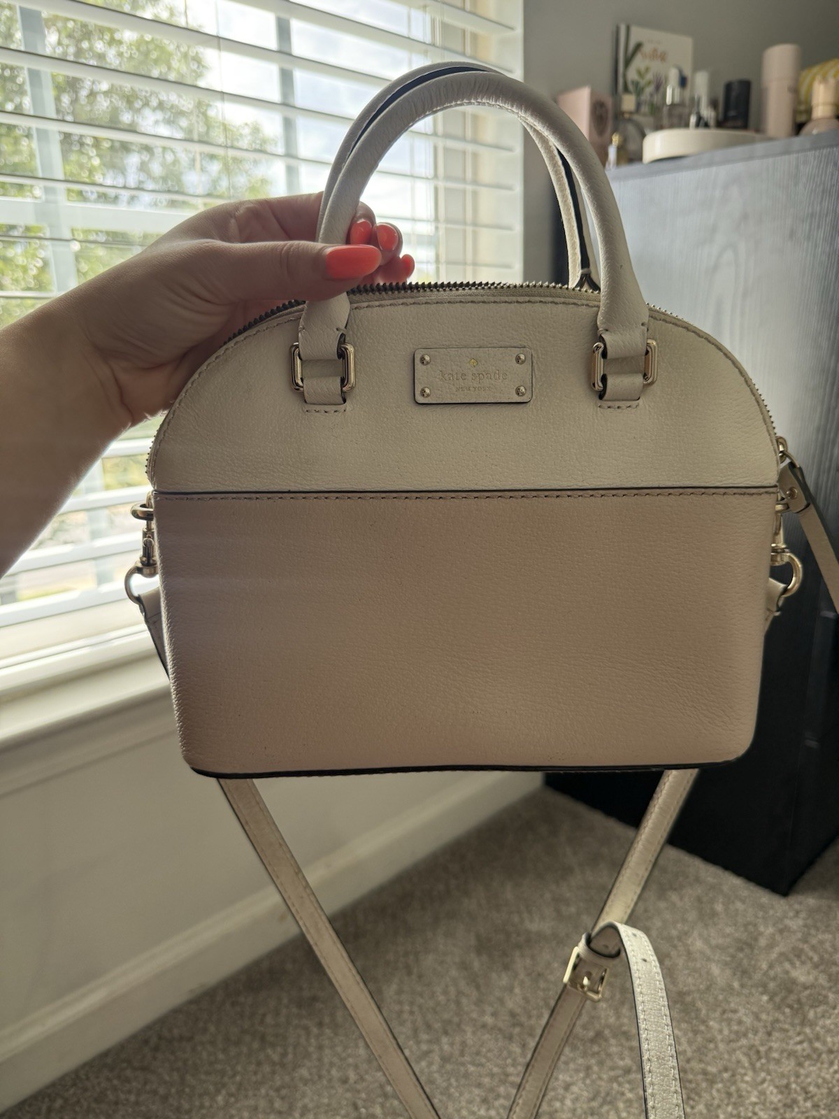 kate spade new york Beige/Pink Satchel Top Handle Zip, Detachable Strap