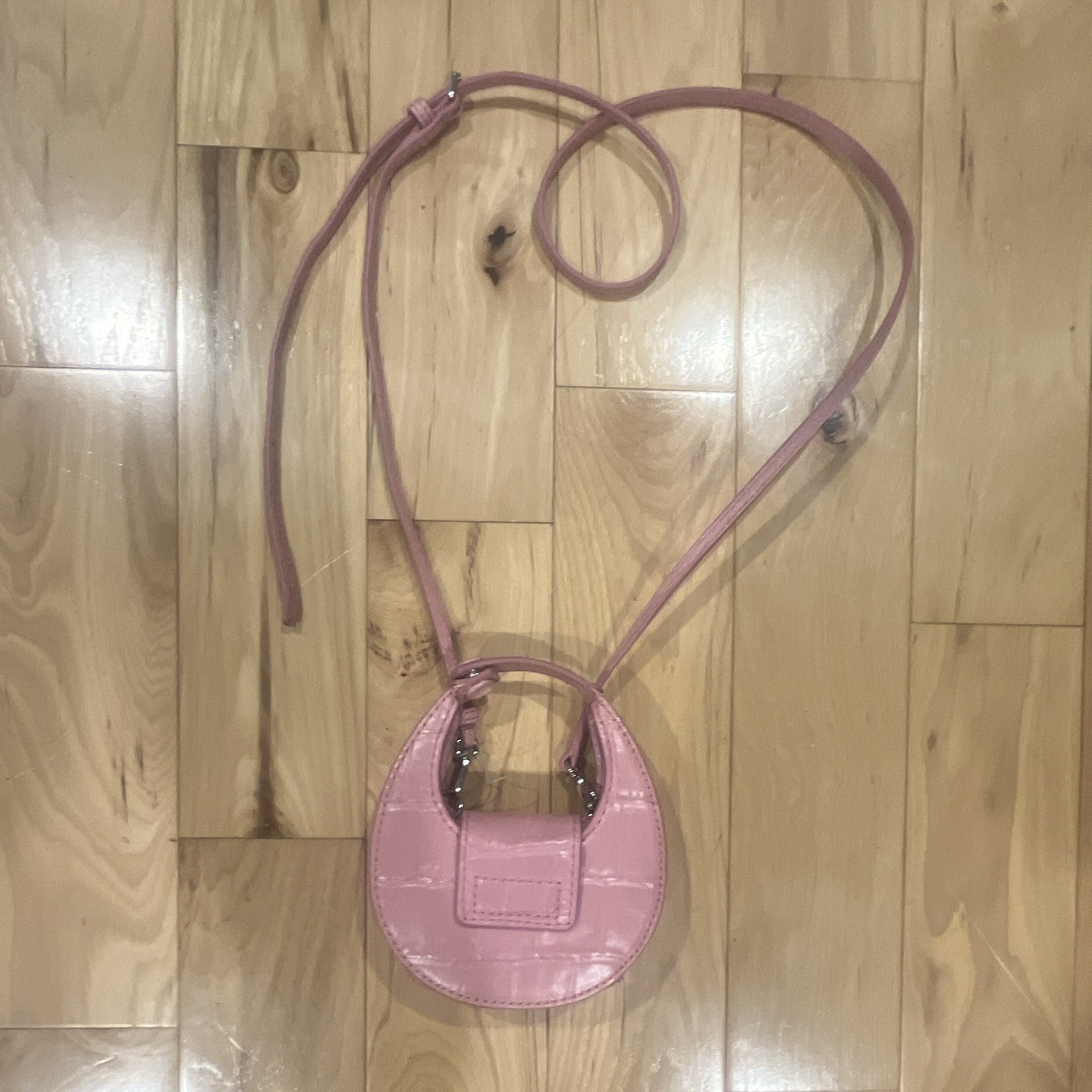 Staud pink micro mini purse, embossed leather hobo