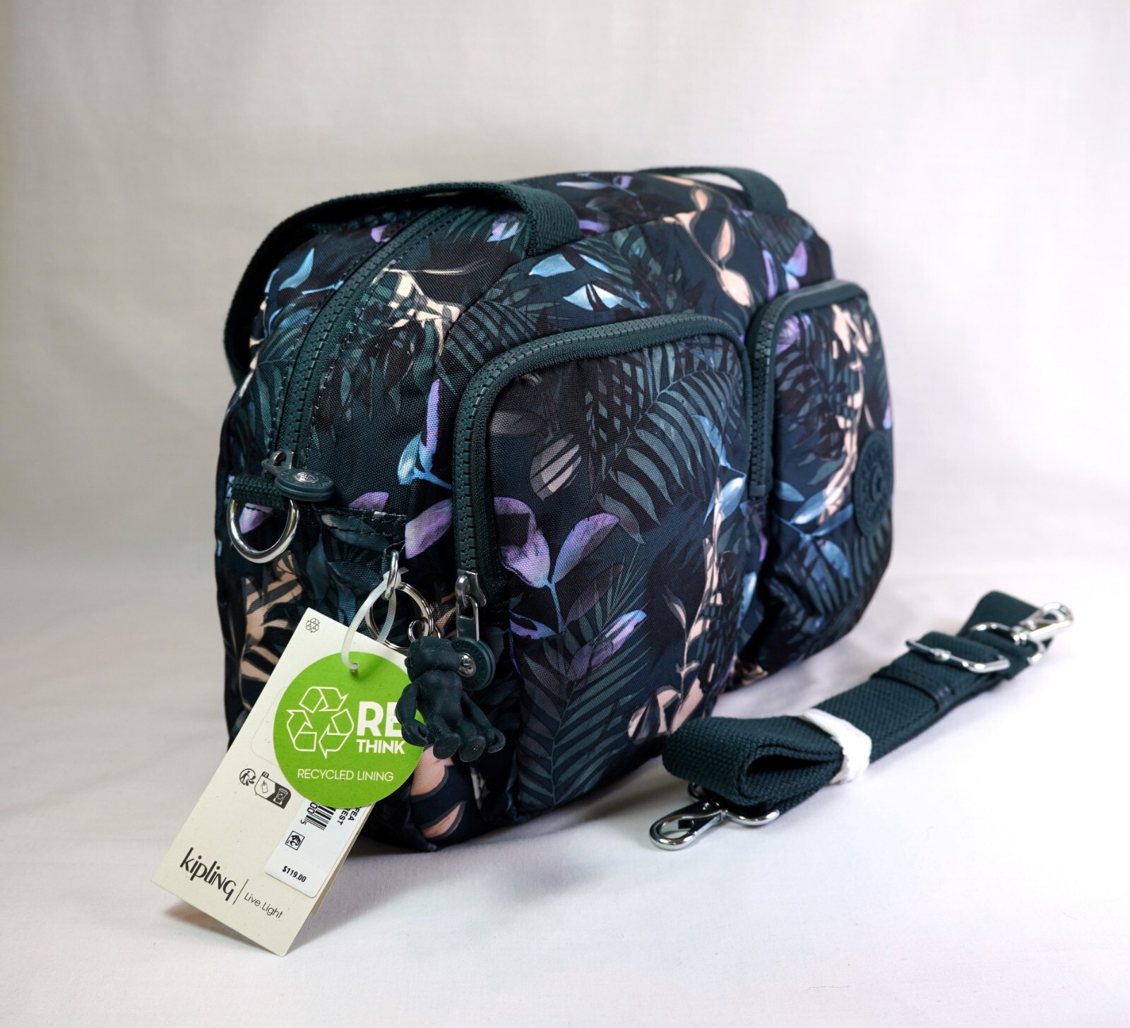 NWT Kipling COOL DEFEA SHOULDER/CROSSBODY BAG “Moonlit Forest” +Monkey Bag Charm