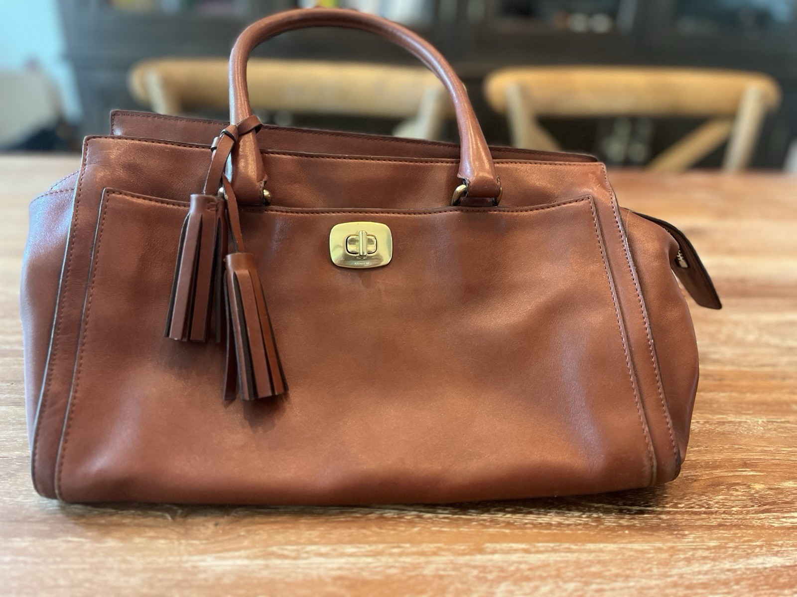 Coach Legacy Chelsea Carryall Satchel 25359 Saddle (Cognac) Glove Tanned Leather