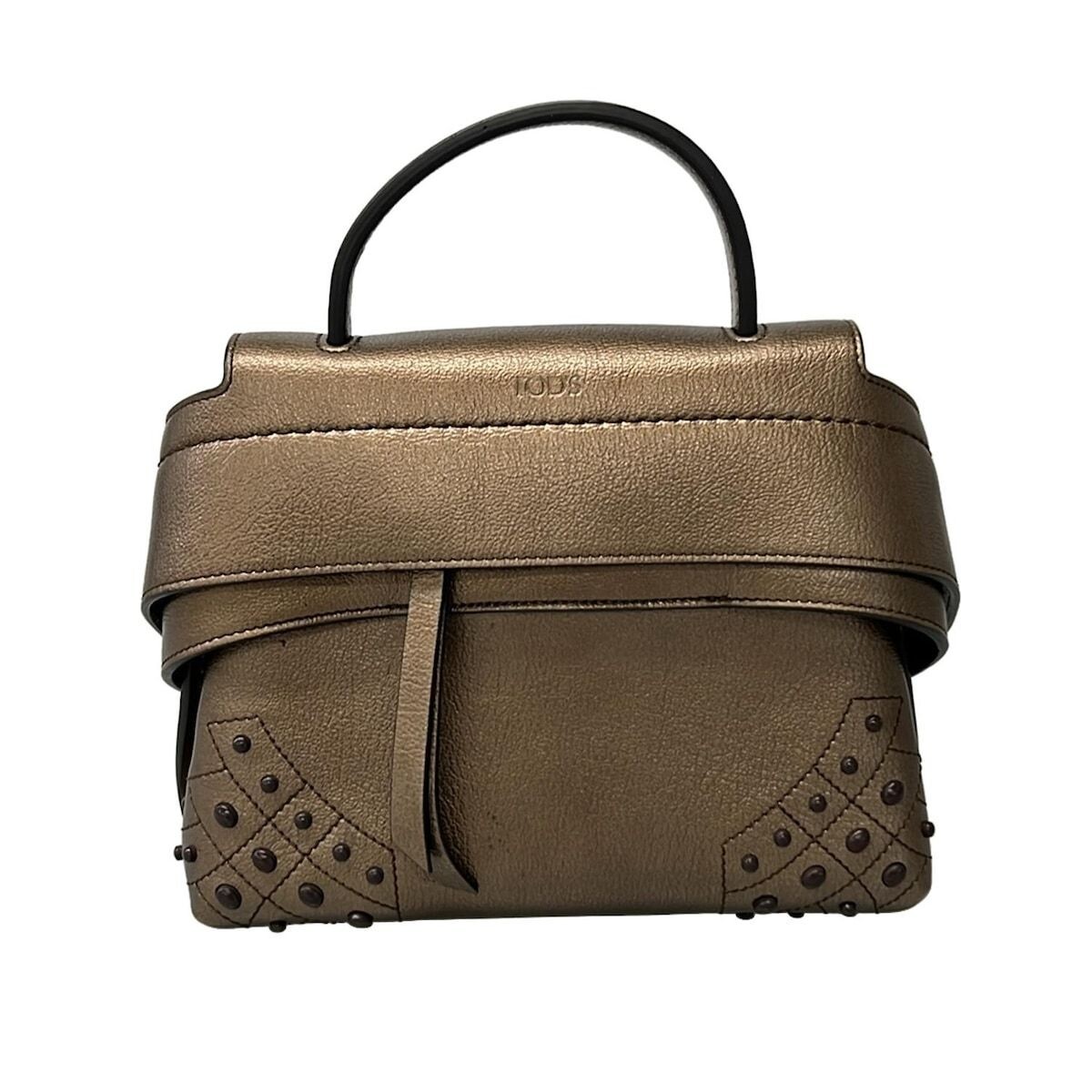 Tod’s Wave Bronze Leather Top Handle Bag Shoulder Strap From Japan Auth