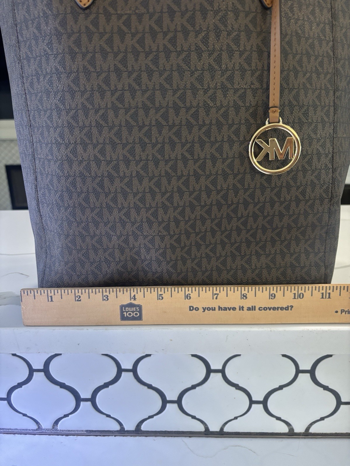 Michael Kors Monogram Sinclair Large Tote Brown And Acorn Color