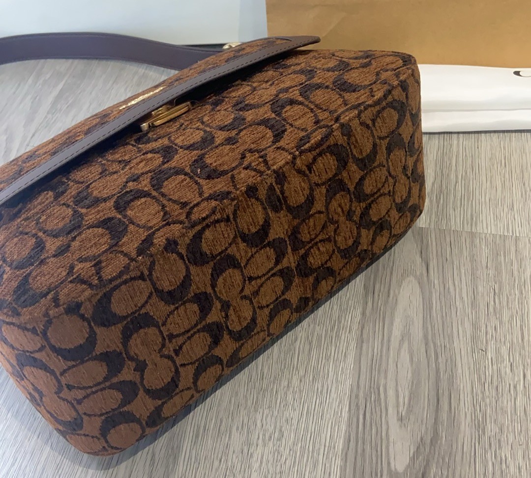 COACH Etta Flap Bag In Signature Chenille CCE58 Truffle