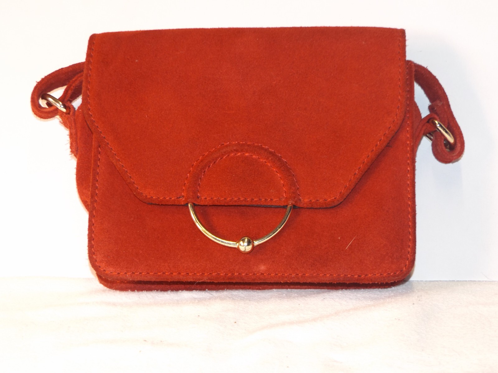 ASOS Red Leather Small Crossbody With Ring Accent
