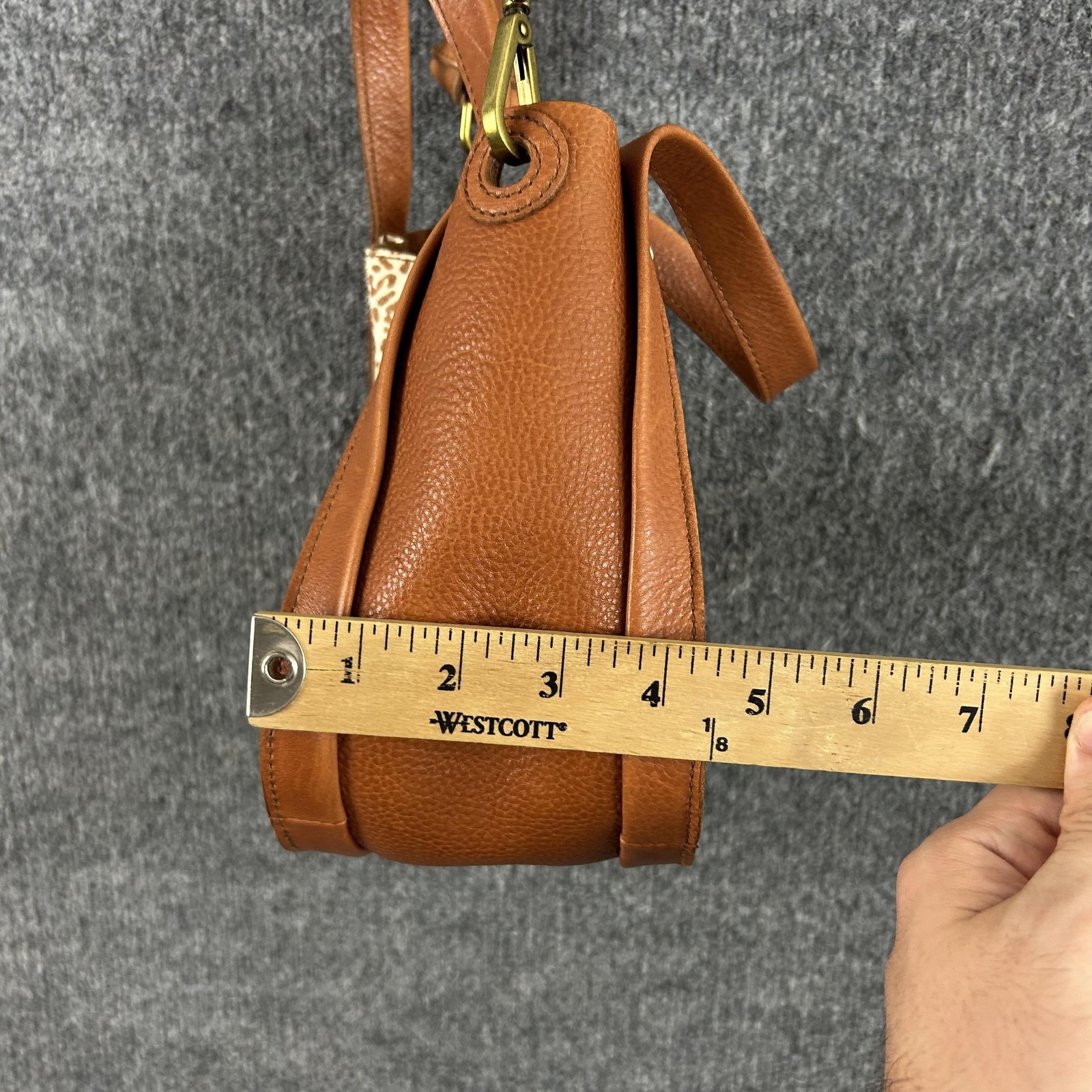Madewell Sydney Crossbody Bag Small Brown Leather Calf Hair Cheetah Western Boho