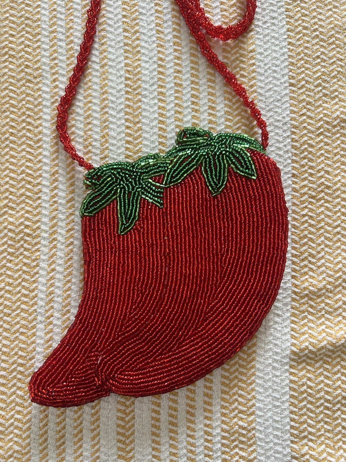 Red Chilli Pepper Beaded Purse: Crossbody: VTG New Deadstock/Small Crossbody Bag