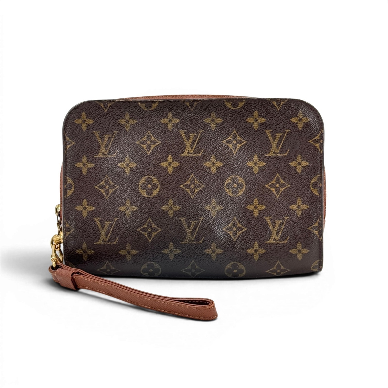 LOUIS VUITTON Orsay Monogram Canvas Brown Zip Wrist Clutch Bag M51790