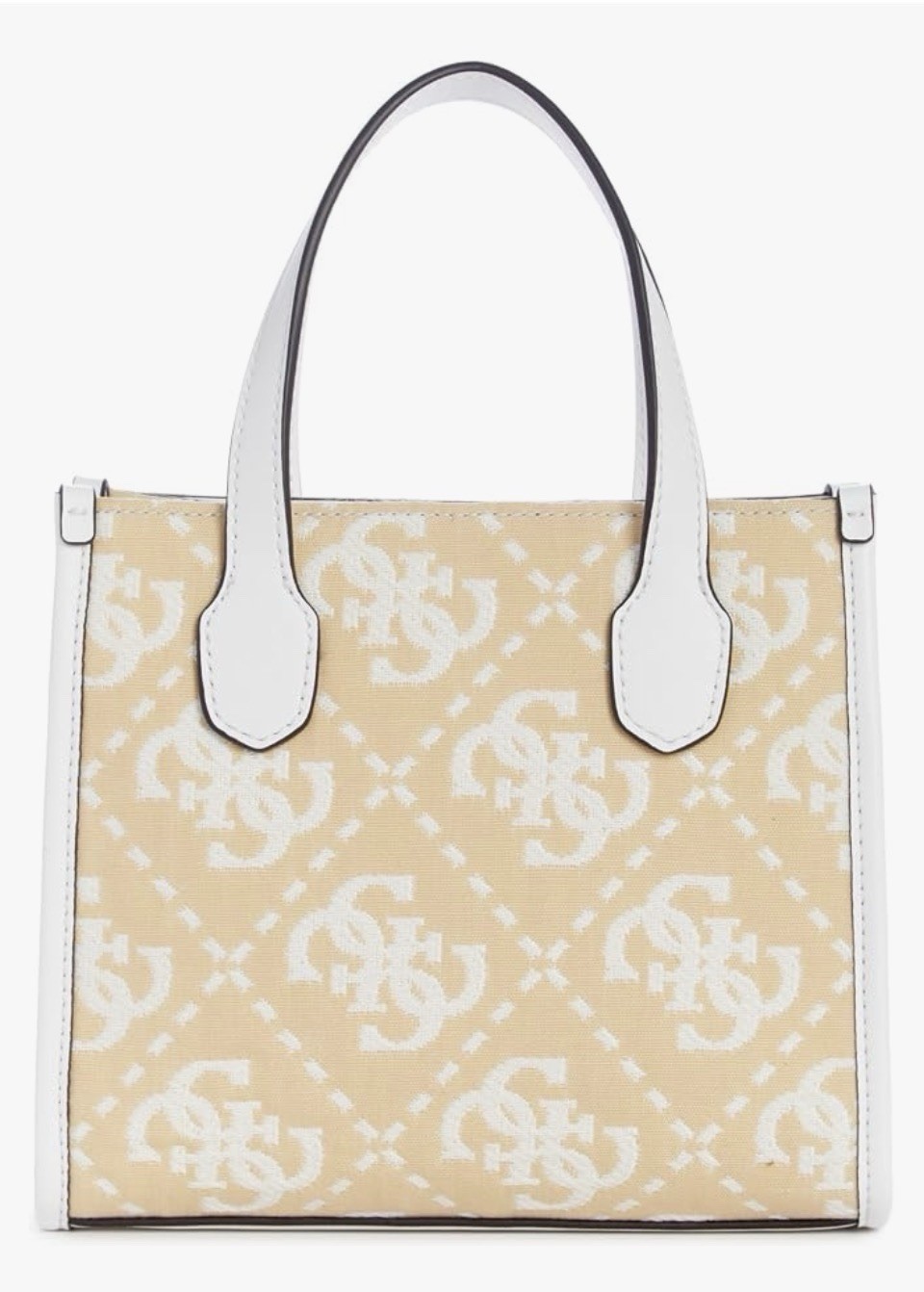 GUESS Mini Tote Satchel Yellow/White Logo 2 Compartment Crossbody Strap