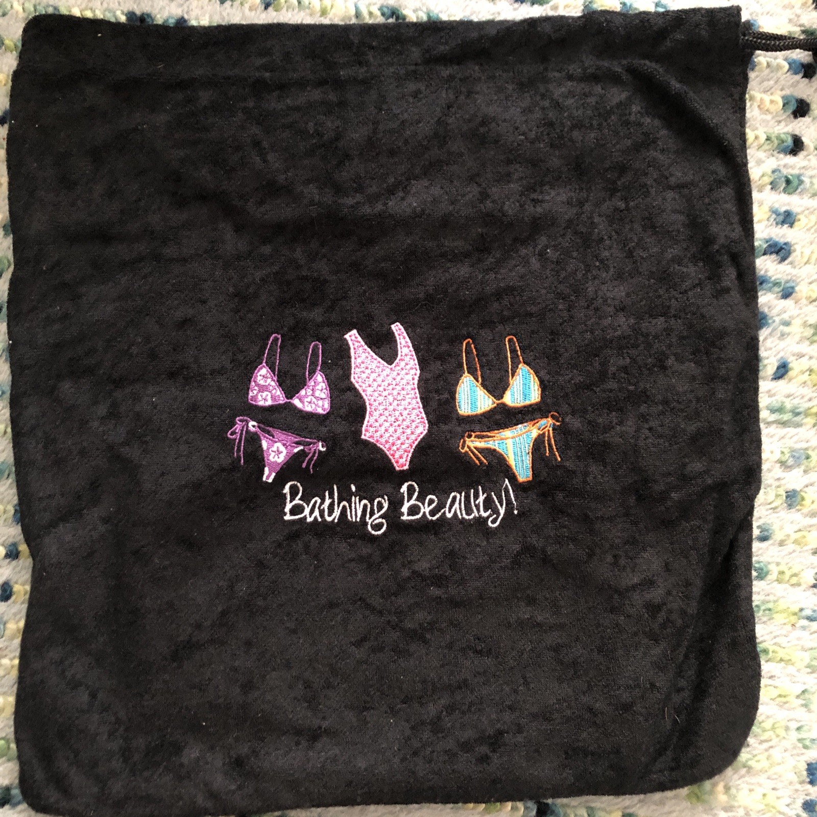 Miamica Wet Swim Suit Bag plus Terry Cloth area for extras Cute embroidery-Suits