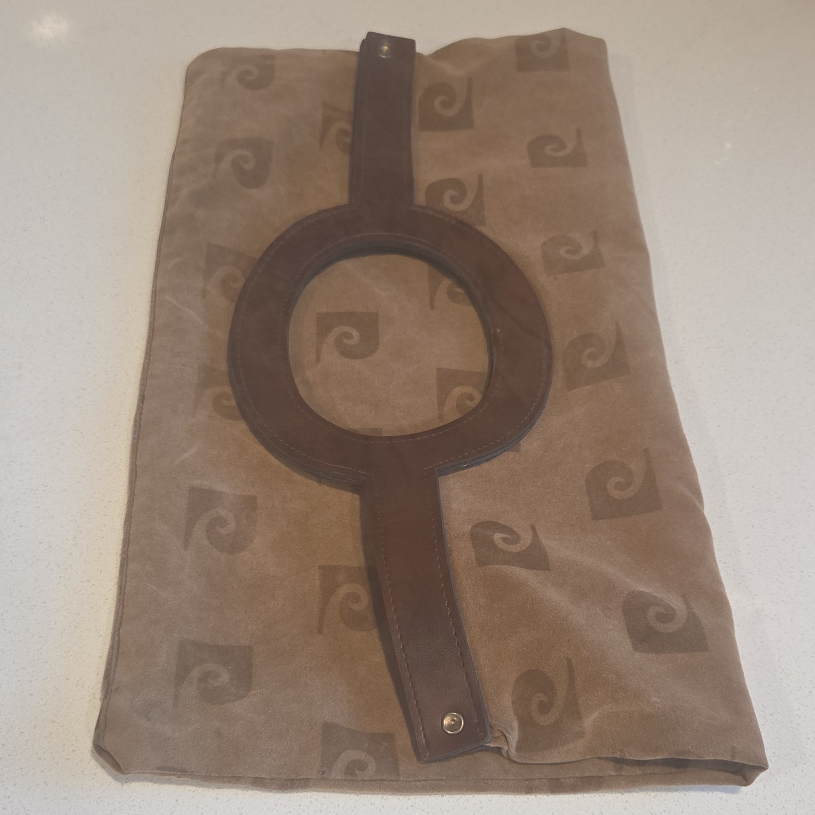 Brown Women’s Foldable Top Handle Tote Bag Rectangle Logo Pattern, Stitching