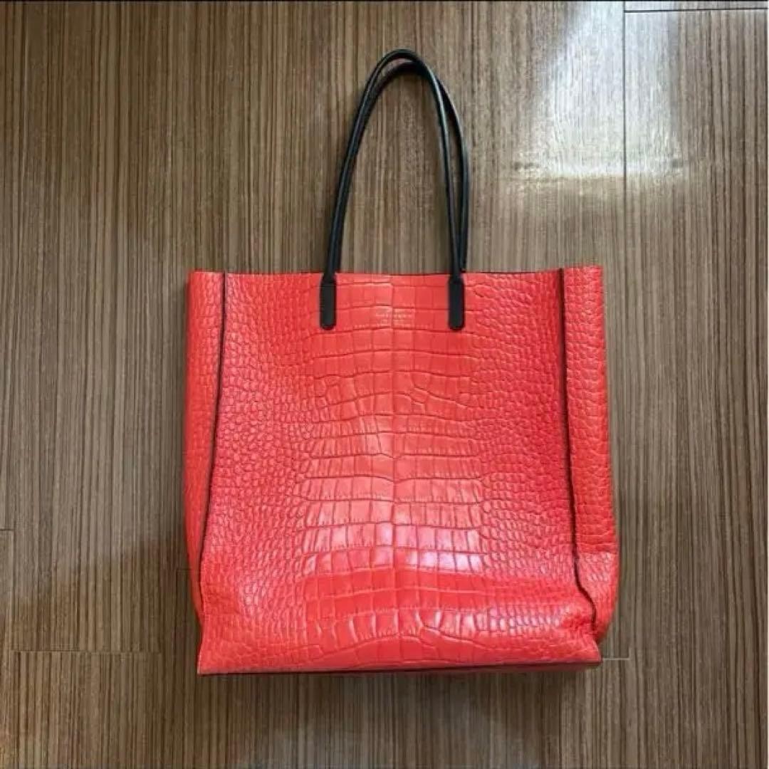 SMYTHSON Crocodile Embossed Leather Double Handles Tote in Pink [VG] LTD From JP