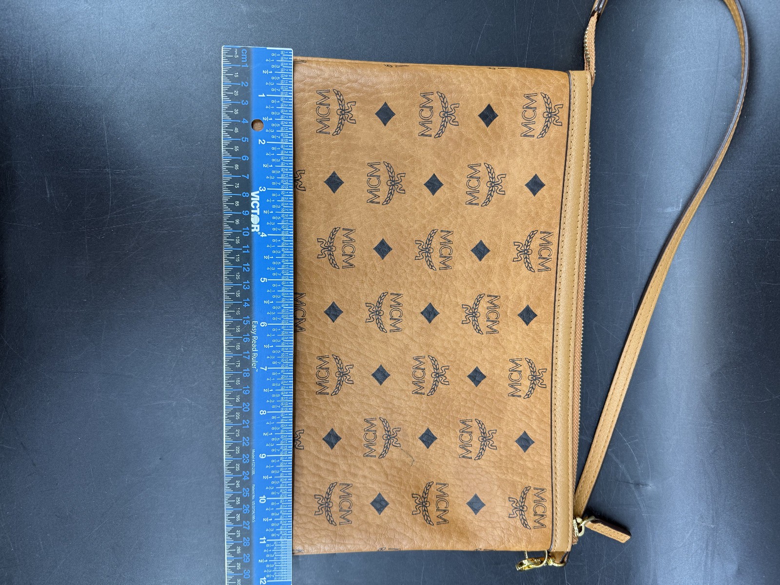 MCM Visetos Cognac Monogram Crossbody Clutch Pouch Bag