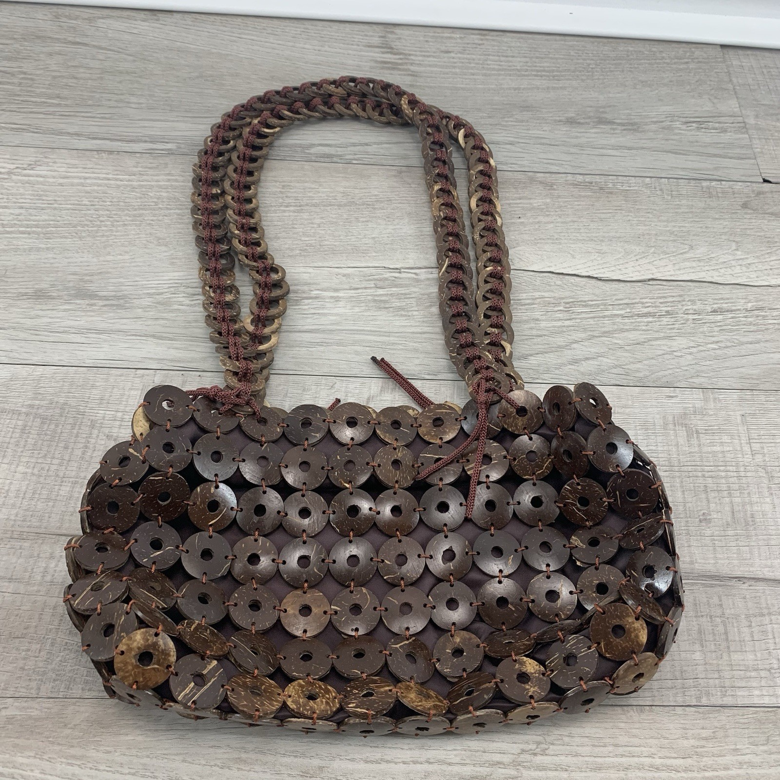 Handmade Eco friendly Coconut shell buttons Women’s Bag Handbag Shoulder Crafts