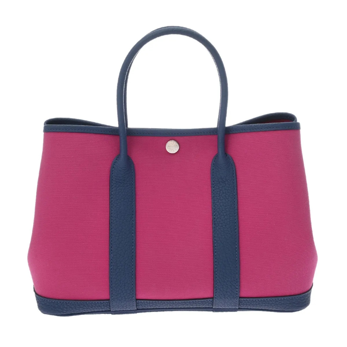 Hermes Garden Party TPM Handbag Toile Officier / Negonda Leather Blue #WB5423
