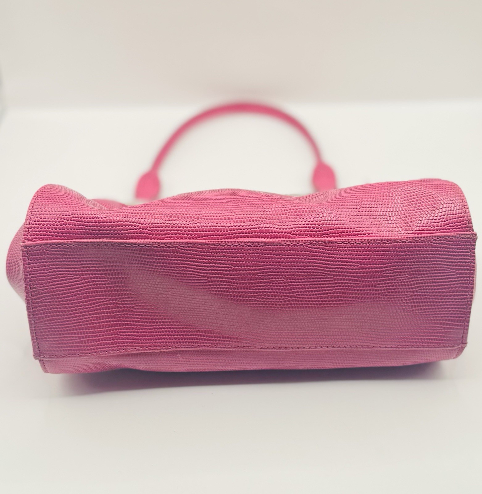 Hot 🌺 Pink Amanda Smith Leather 9”x12” Bag Clutch Silver Lift Clasp Pockets