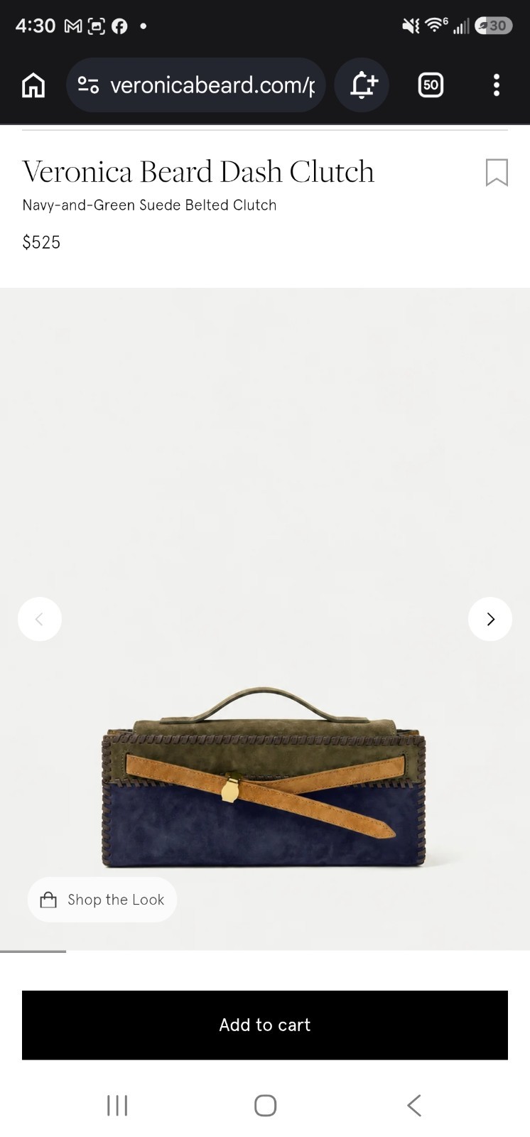 Veronica Beard Dash Clutch Navy + Green Calf Suede Belted Clutch Nwt Msrp $525