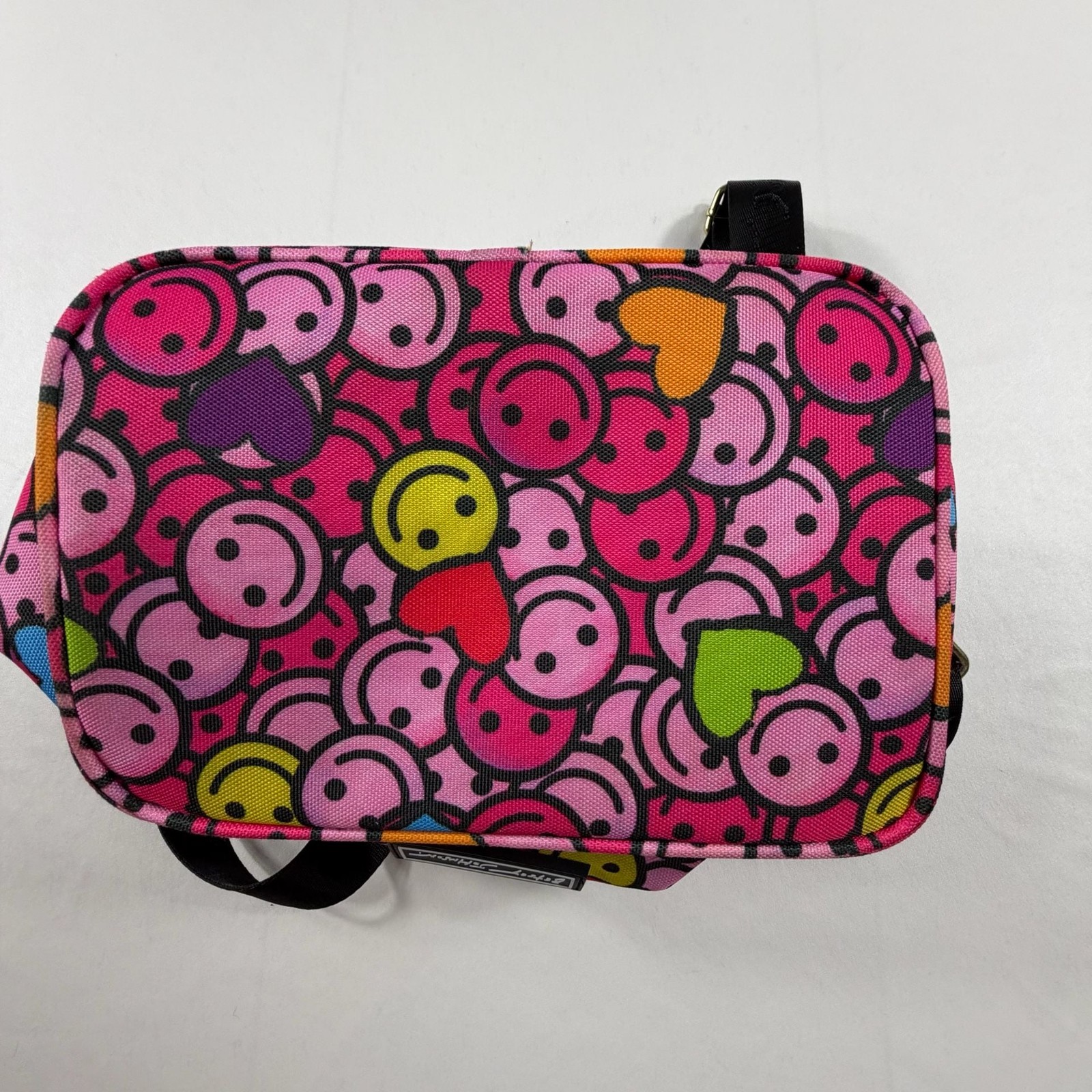 Betsey Johnson Pink Multi-Color Smiley Face and Hearts Insulated Lunch Tote Bag